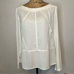 LOFT long sleeve shear cream colored top size medium